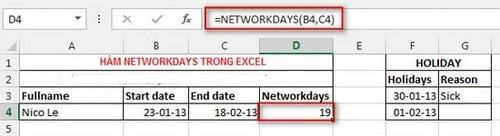 cac ham trong excel ham networkdays