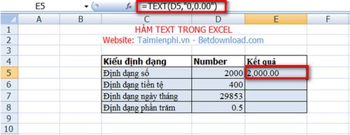 ham text trong excel 12