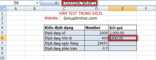 ham text trong excel 13