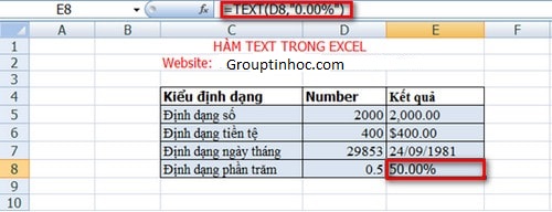 ham text trong excel 15