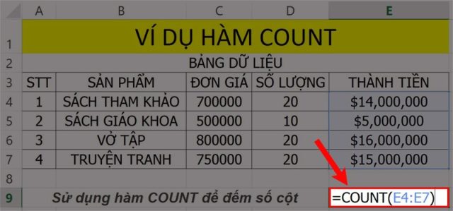 ham count trong excel 1
