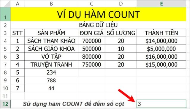 ham count trong excel 4